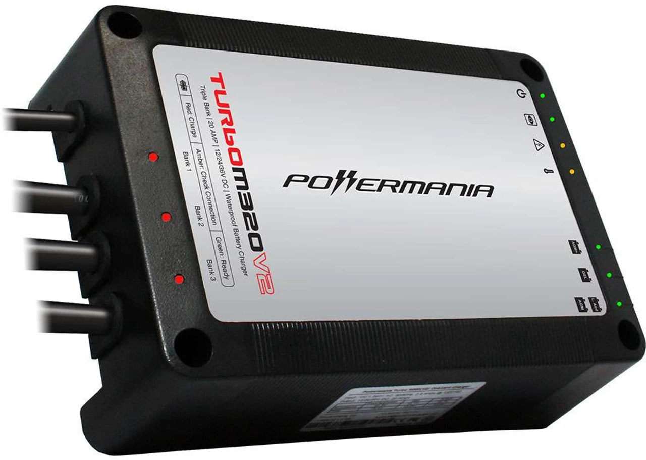 Powermania 58204 Turbo M320V2 - 3 Bank 20A Waterproof Onboard Charger